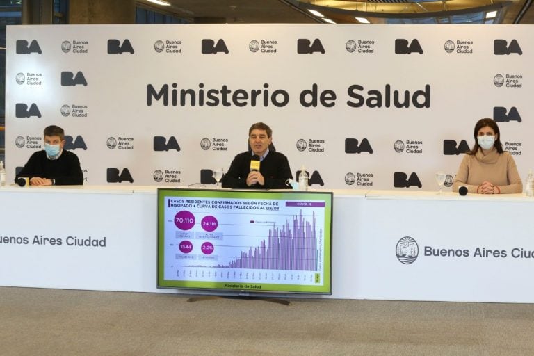 Fernán Quirós, Gabriel Battistella y Paula Zingoni. (Foto: Prensa GCBA)