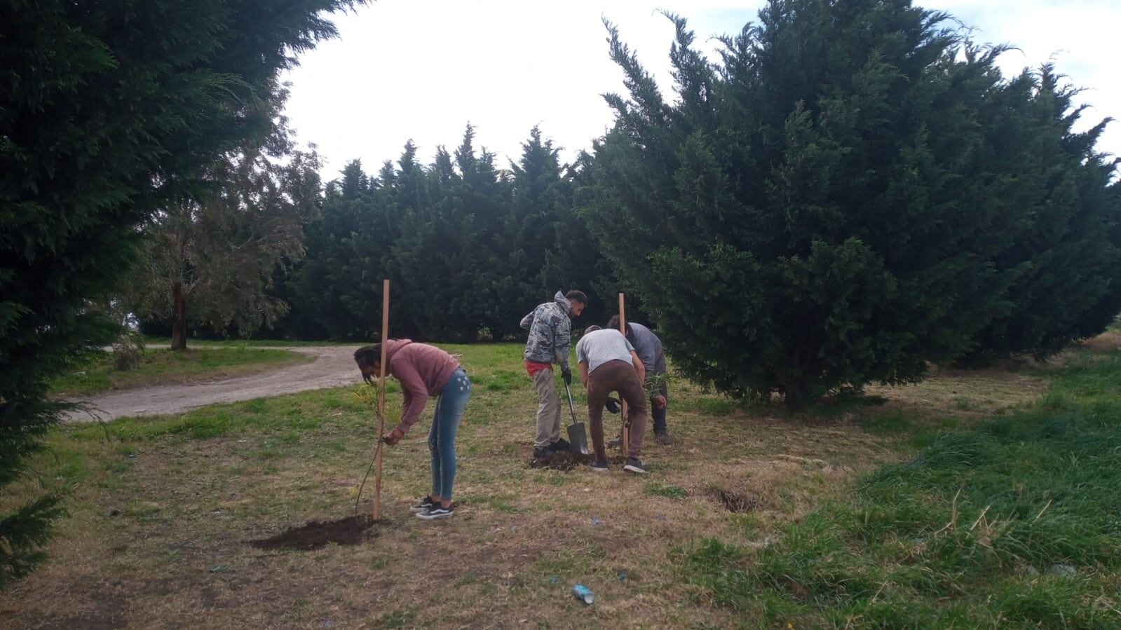 Jornada de forestación en el predio de la Planta de Separación de Residuos de Bellocq