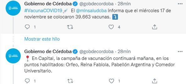 La campaña de vacunación continúa en Córdoba y sigue este viernes.