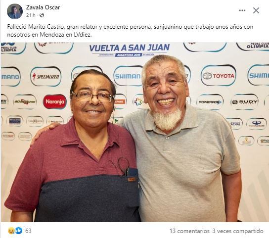 Despiden a Mario Castro en redes sociales.