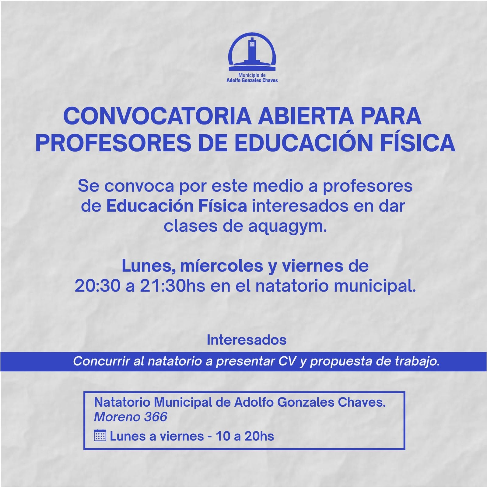 convocatoria abierta a profesores de Educación Física