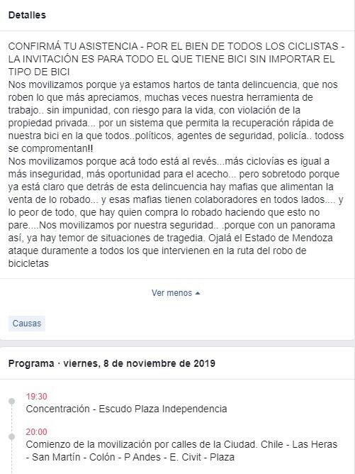 El comunicado de convocatoria por medio de las redes.