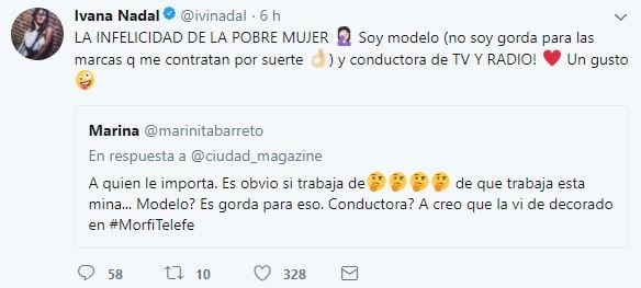 Ivana Nadal le respondió a una mujer que le dijo gorda