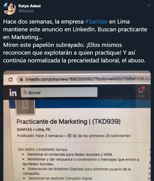 El tremendo error de una empresa peruana en una convocatoria laboral (Web)