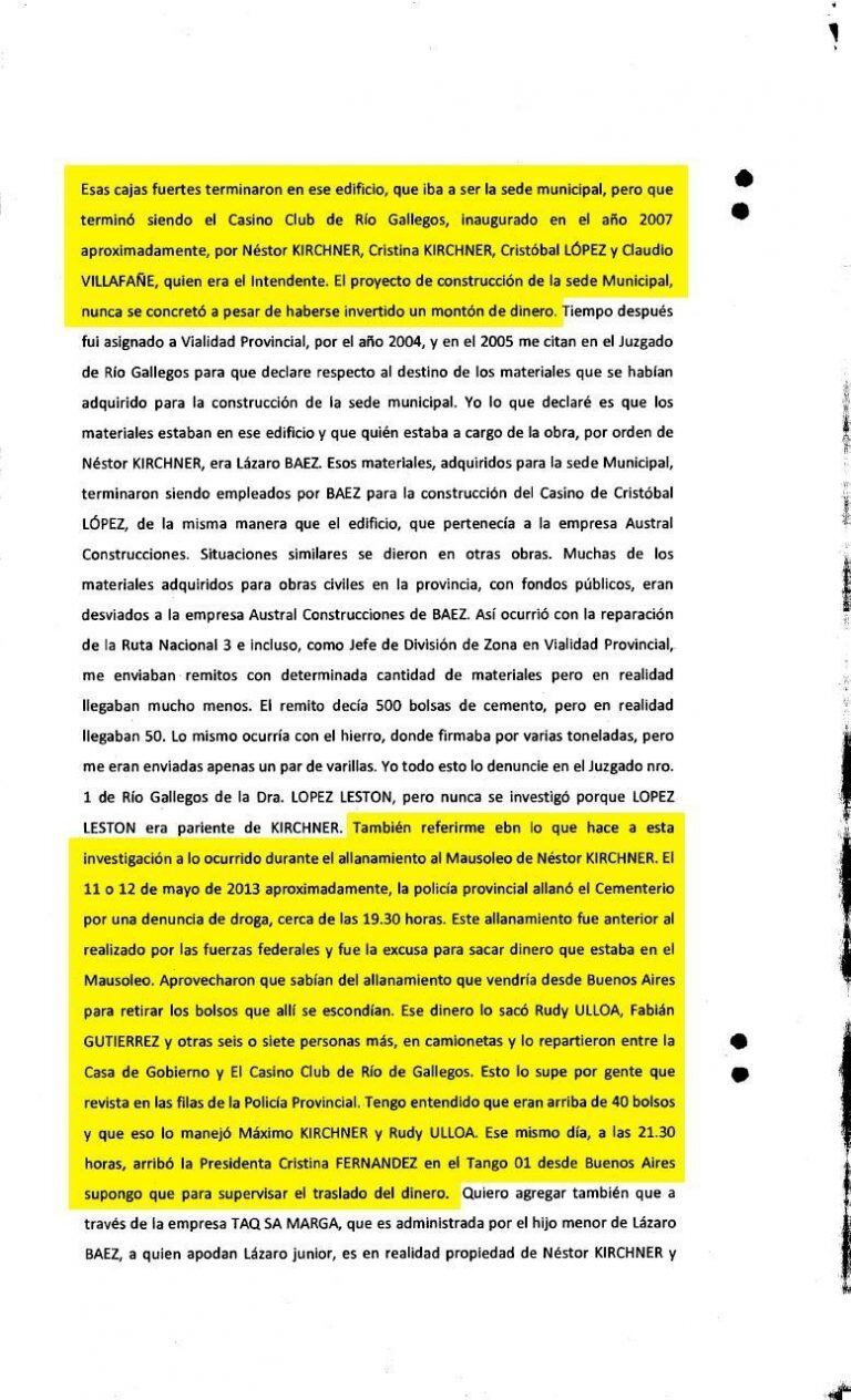 "Cristina también los trasladó", dijo el testigo que denunció bolsos con plata en el mausoleo de Kirchner.