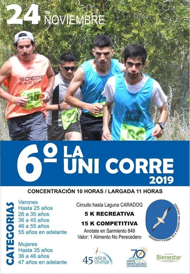 Afiche oficial de la carrera  que organiza la UNPSJB.