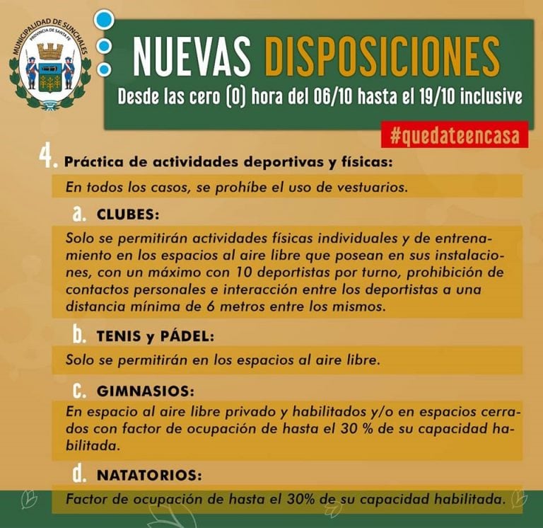 Nuevas disposiciones en Sunchales