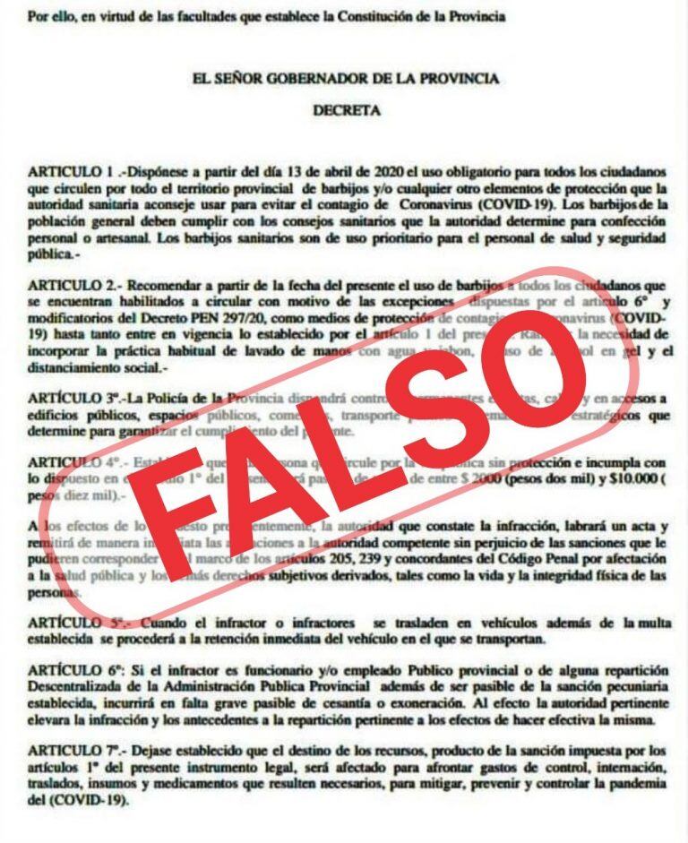 Falso decreto que circulaba