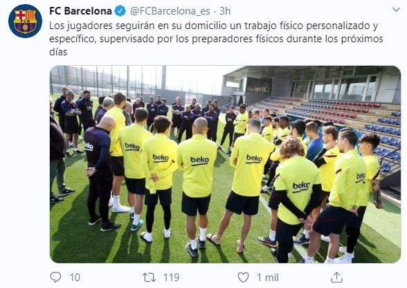 El mensaje difundido en Twitter por el Barcelona.