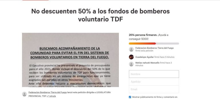 Junta de firmas Bomberos Voluntarios