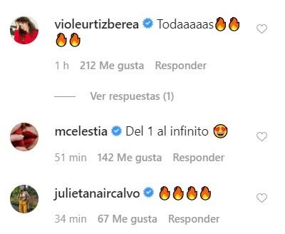 Los comentarios de sus compañeras. (Instagram)