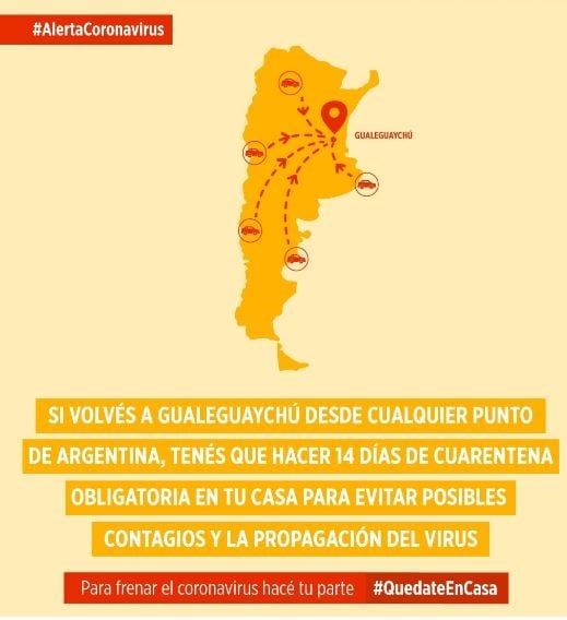 Coronavirus - Mapa 
Crédito: Municipalidad Gualeguaychú