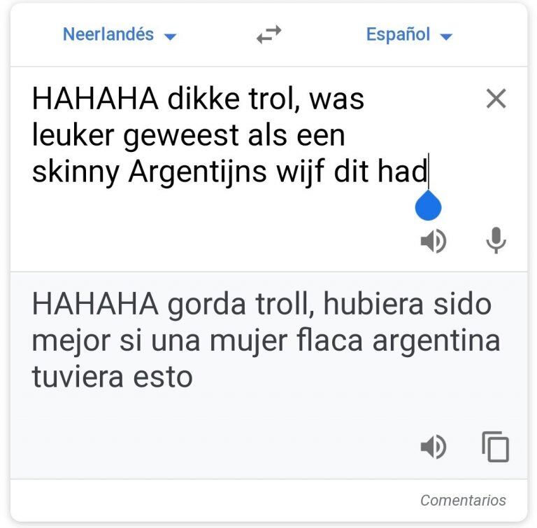 La traducción del mensaje (Twitter)