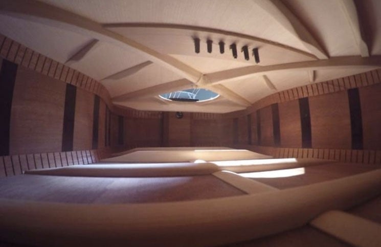 Interior de una guitarra.