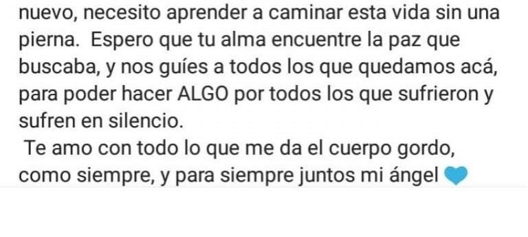 El mensaje que escribió Guadalupe Morales en Instagram.