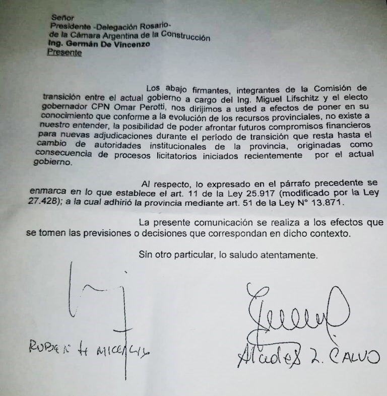 La nota de la comisión de transición acerca sobre próximas adjudicaciones (UOCRA)