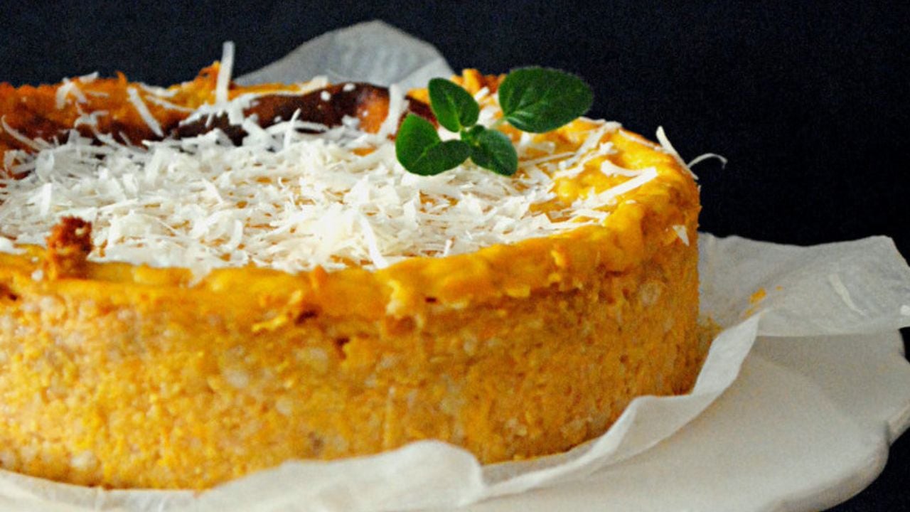 Pastel rústico de Calabaza y parmesano.