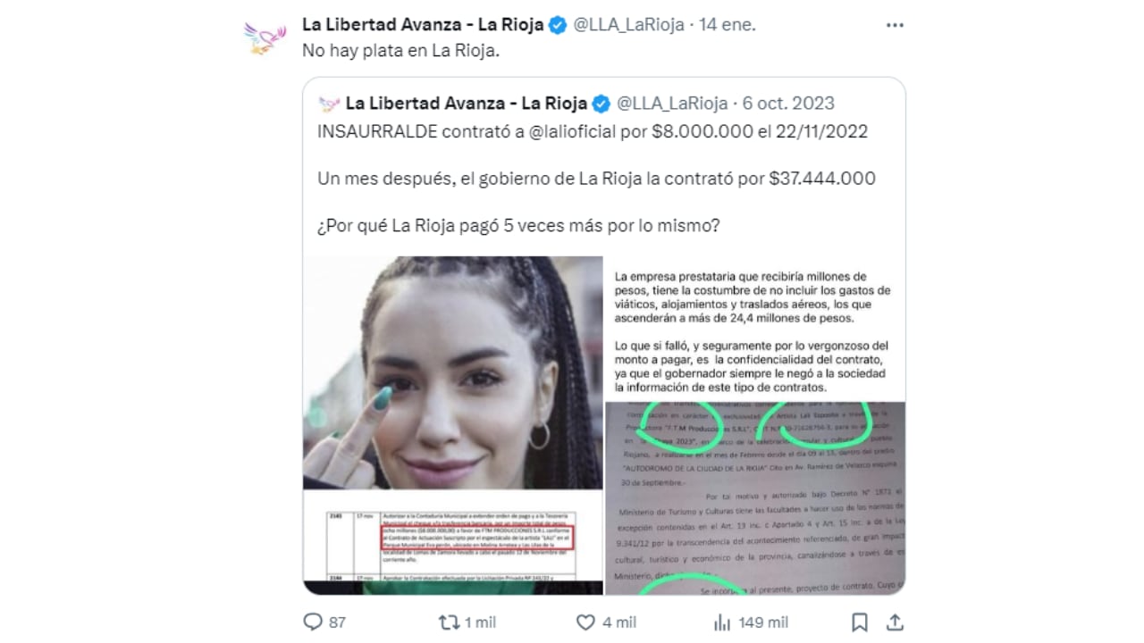 El tweet de La Libertad Avanza.