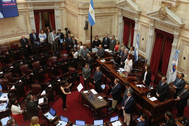 El Senado durante el tratamiento de la Ley, el viernes. (Foto: Juan Ignacio Roncoroni/EFE)