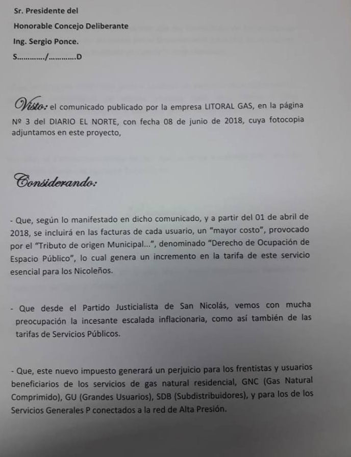 Resolución presentada por el PJ.