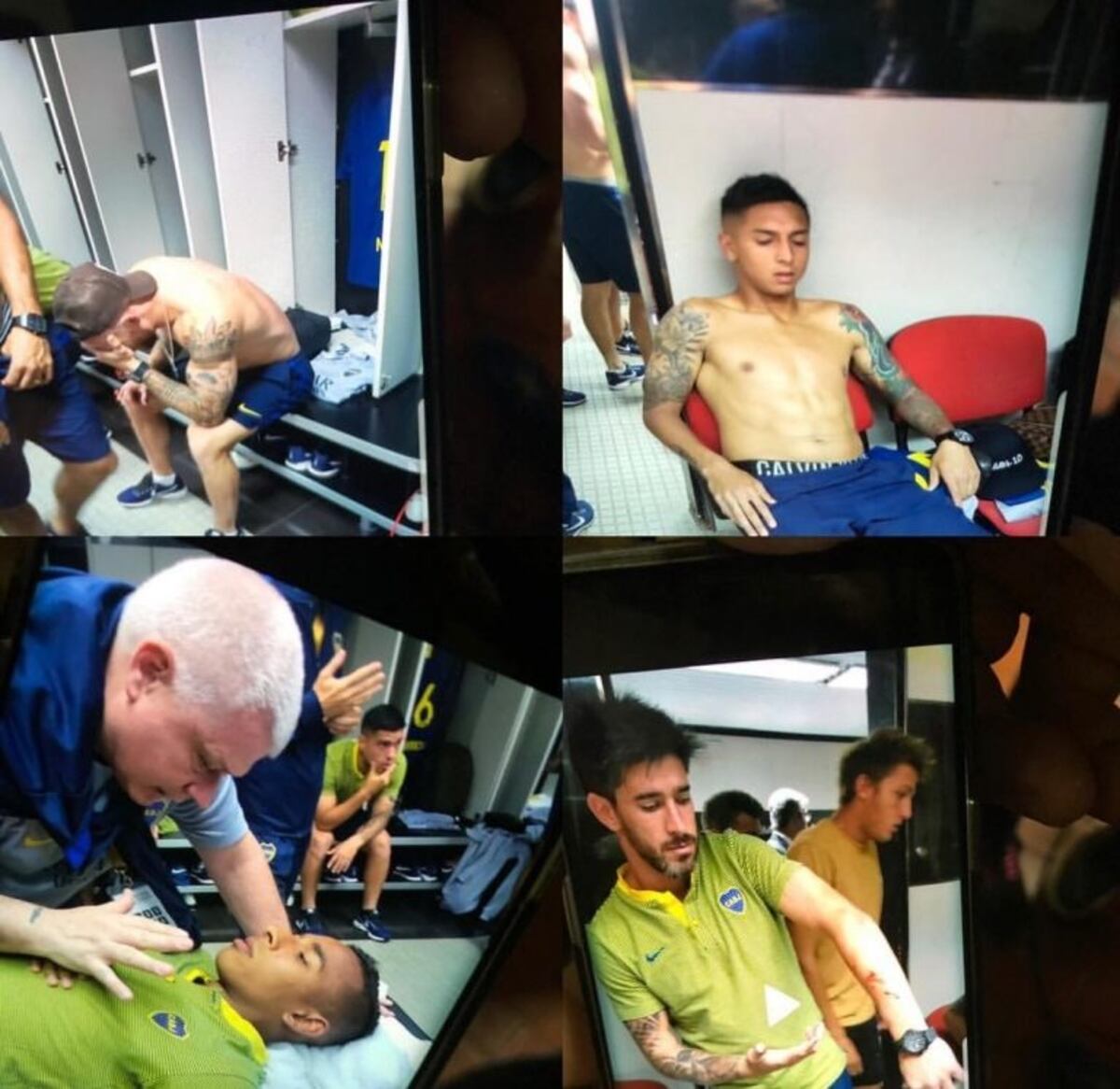 Las impactantes imágenes de los futbolistas en el vestuario de Boca tras los incidentes
