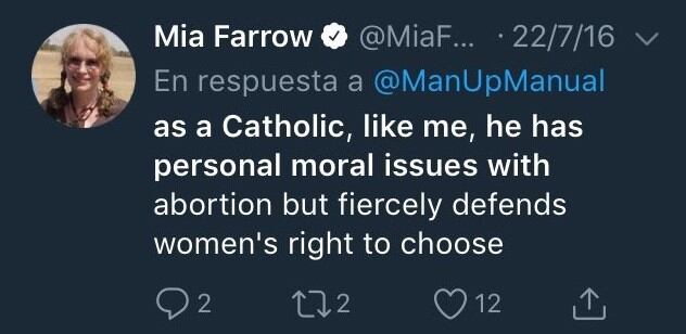 Mensaje de Amalia Granata y postura de Mia Farrow