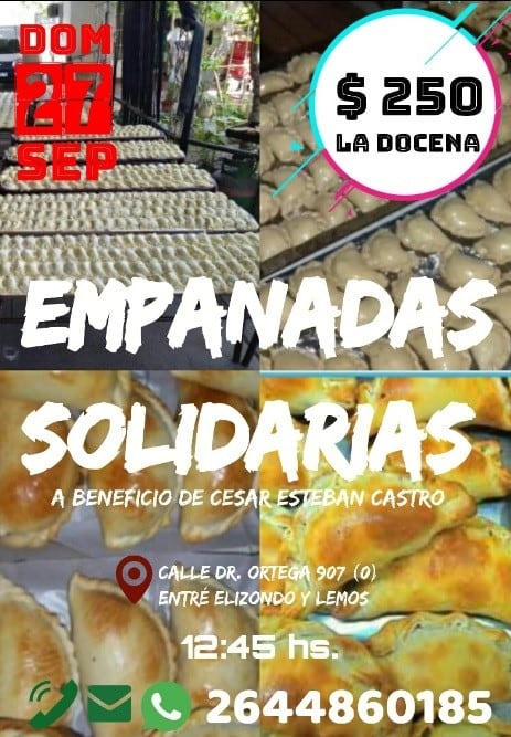 La docena de empanadas la venden a $250.