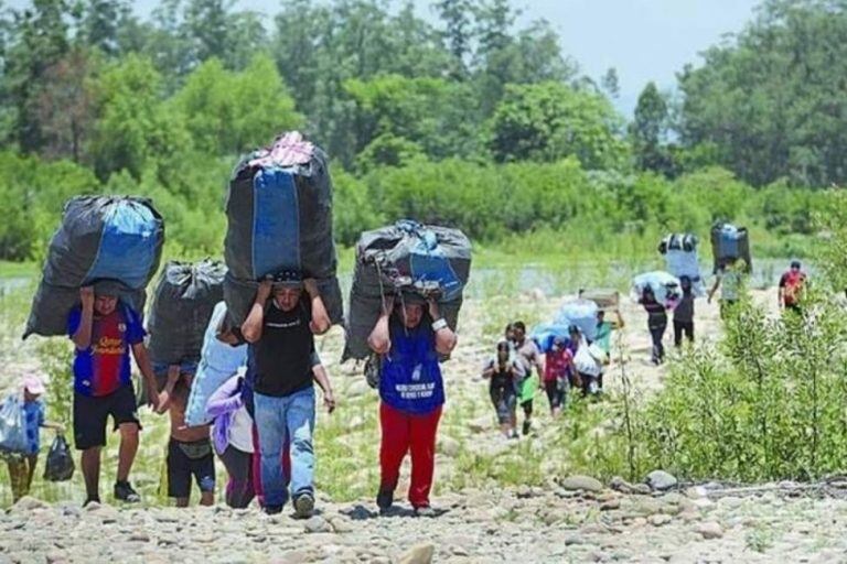 Bagayeros cruzan la hoja de coca por la frontera argentino-boliviana. (Web)