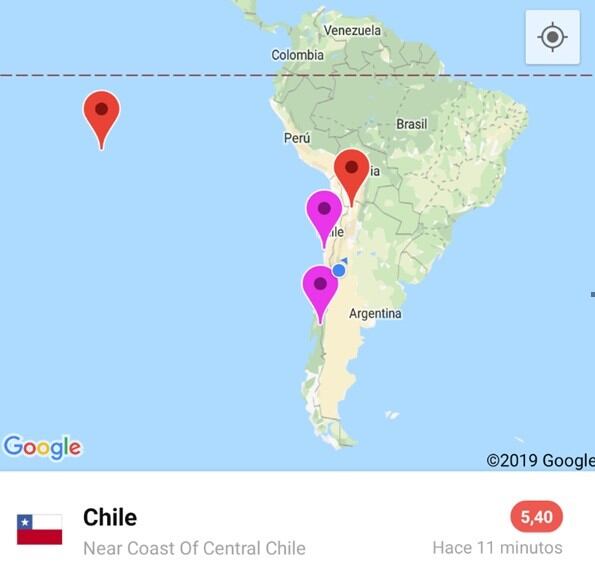 Así se ve en el mapa la actividad sísmica.