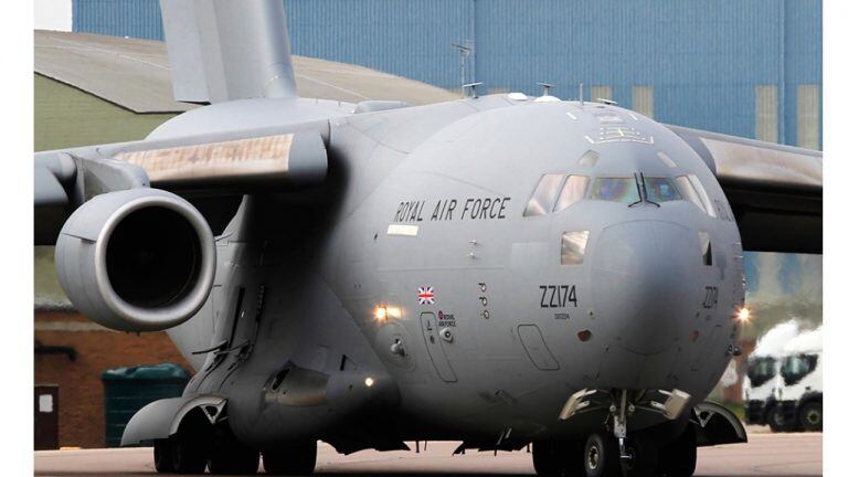 Avión C-17 en Brize Norton, Inglaterra.