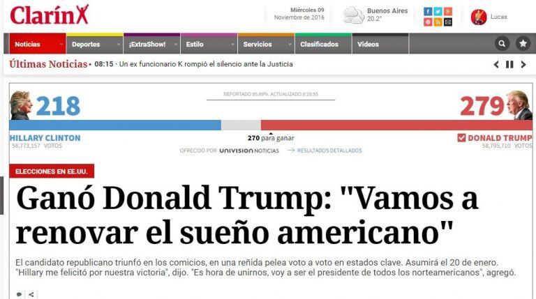 Los diarios del mundo reflejaron con sorpresa el triunfo de Trump