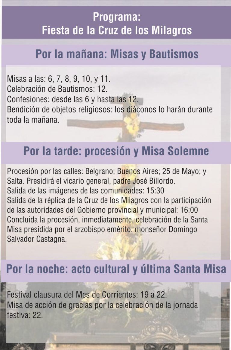 Actividades por el Día de la Cruz de los Milagros