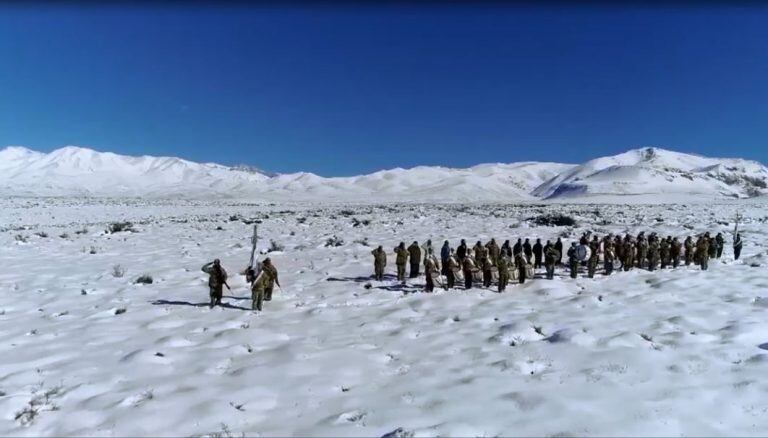 Interpretaron el Himno Nacional en la Laguna del Diamante.