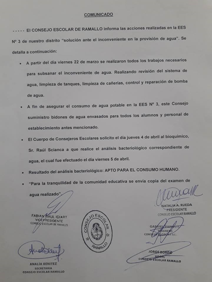 El comunicado con copia a la institución donde se certificaba que no había inconvenientes. (@ceramallo)