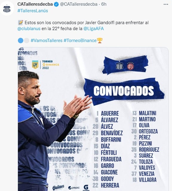 Javier Gandolfi, con un par de dudas para el Talleres-Lanús.