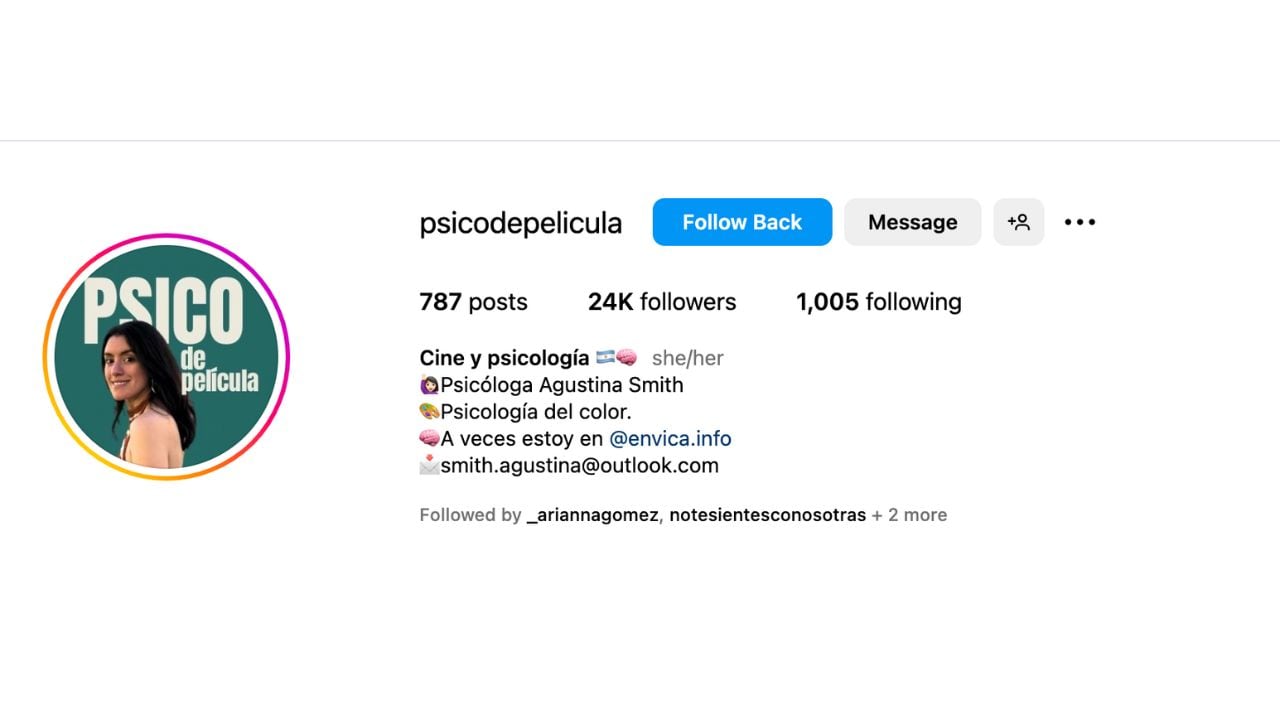 Psico de Película cuenta con 24 mil seguidores y más de 700 publicaciones.