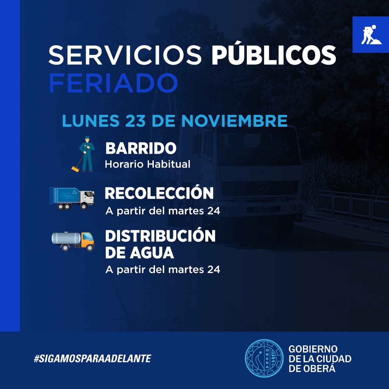 Oberá: el lunes 23 no habrá servicios públicos por la celebración de Día de la Soberanía Nacional