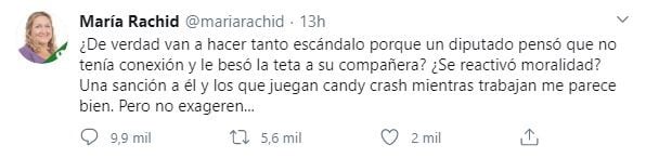 María Rachid sobre el caso del diputado Ameri. (Twitter)