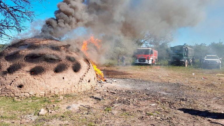 La quema se realizó por la ruta provincial N° 2 cerca de Mojón de Fierro