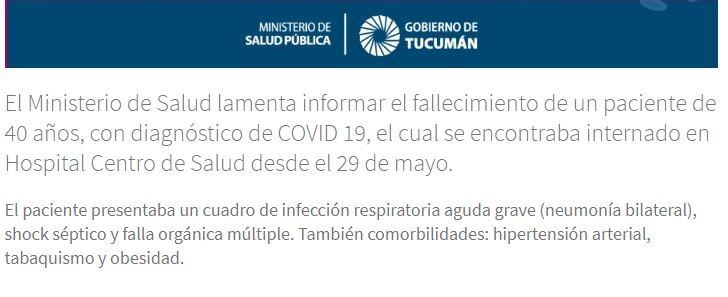 Informe del Ministerio de Salud Pública.