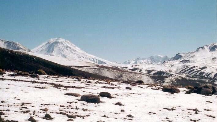 Laguna del diamante con nieve