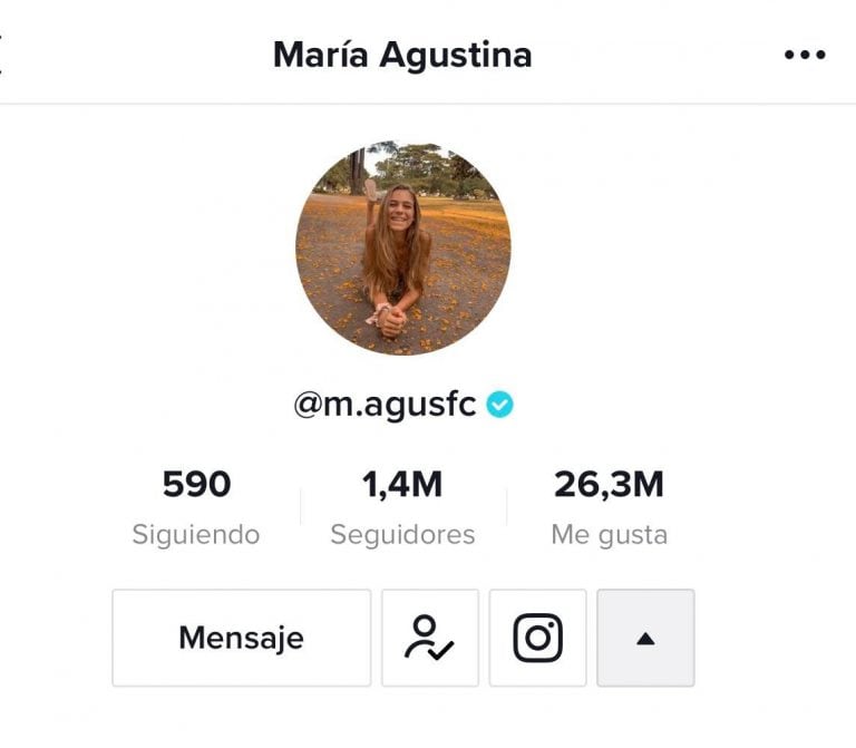 María Agustina en Tik Tok.