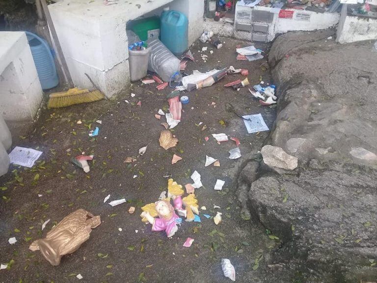 Destrozos en el Santuario a San Expedito en Agua de Oro.