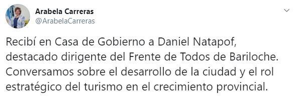 La gobernadora de Río Negro se expresó a través de redes sociales (web).