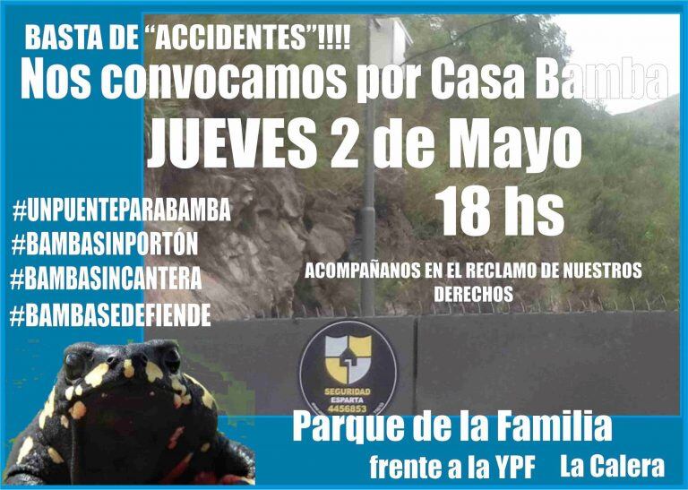 Convocan a movilización el jueves 2 de mayo a las 18 horas en La Calera.