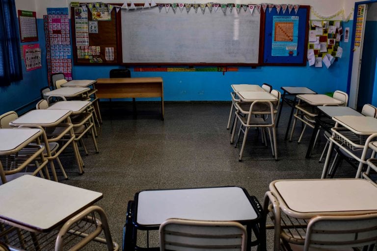 Vista de una escuela vacía en Comodoro Rivadavia.