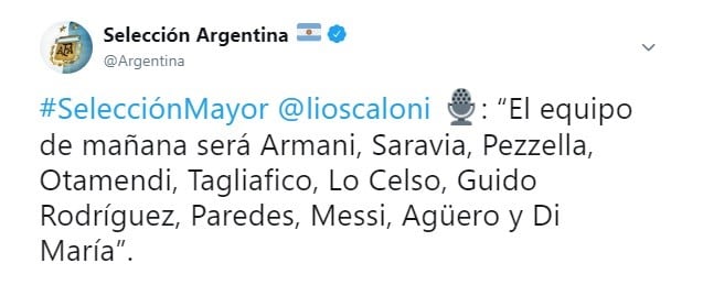 (Twitter: @Argentina)