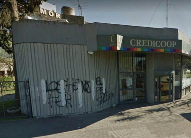 Banco Credicoop que fue asaltado (Web).