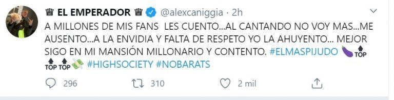 Alex Caniggia (Captura Twitter)