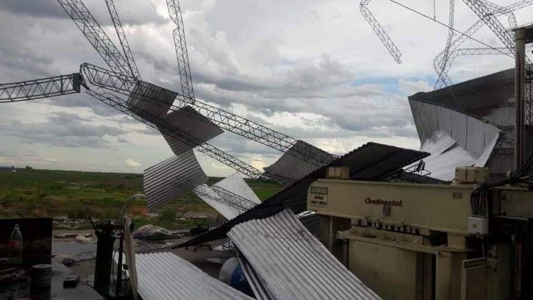 Localidades afectadas por un tornado en Santiago del Estero.